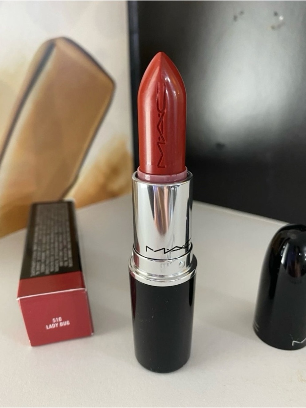 MAC Lustreglass Lipstick, 510 Lady Bug, Full Size, New With Box